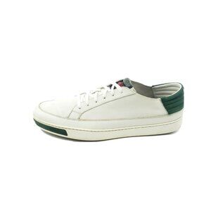 Gucci Mens Low Top Sneakers White Green Leather Italy Size 13 G
